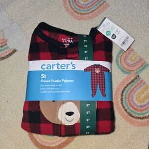 Carter's Red and Black Checkered Fleece Pajama 5T NWT
